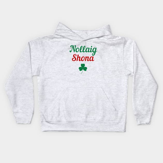 Irish Christmas Gift Nollaig Shona Gaeilge Design Holiday Party Gifts Kids Hoodie by InnerMagic